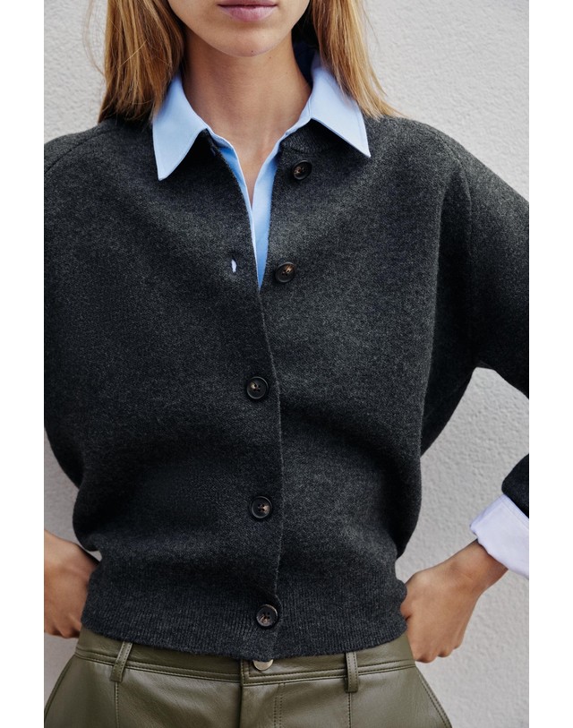 자라 자라 하이넥 니트 봄버 자켓 5536/103/807 ANTHRACITE GREY 그레이 착용컷