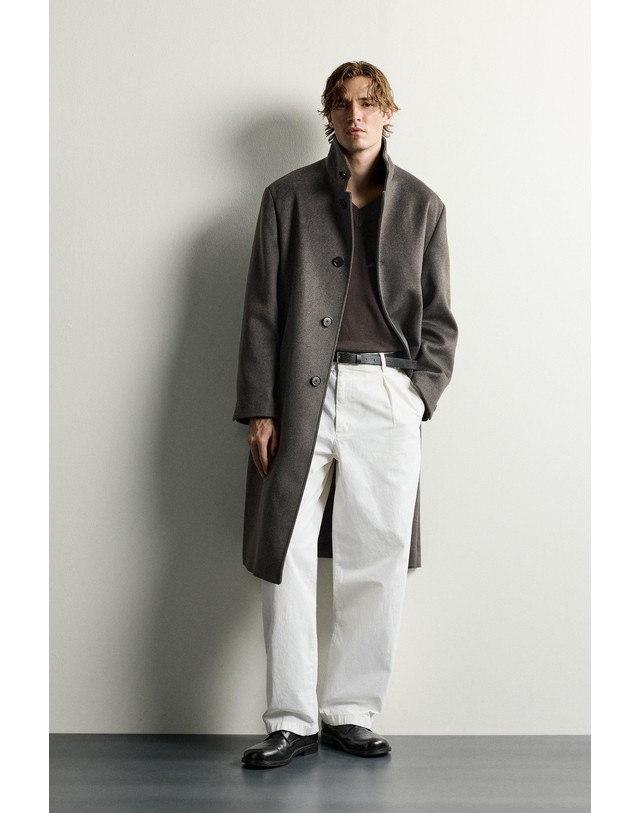 자라 자라 하이넥 울 혼방 싱글 코트 2949/759/832 TAUPE GREY 그레이 착용컷