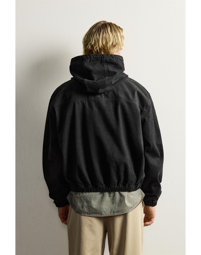 자라 자라 플리스 데님 후드 집업 자켓 6369/343/800 BLACK 블랙 착용컷
