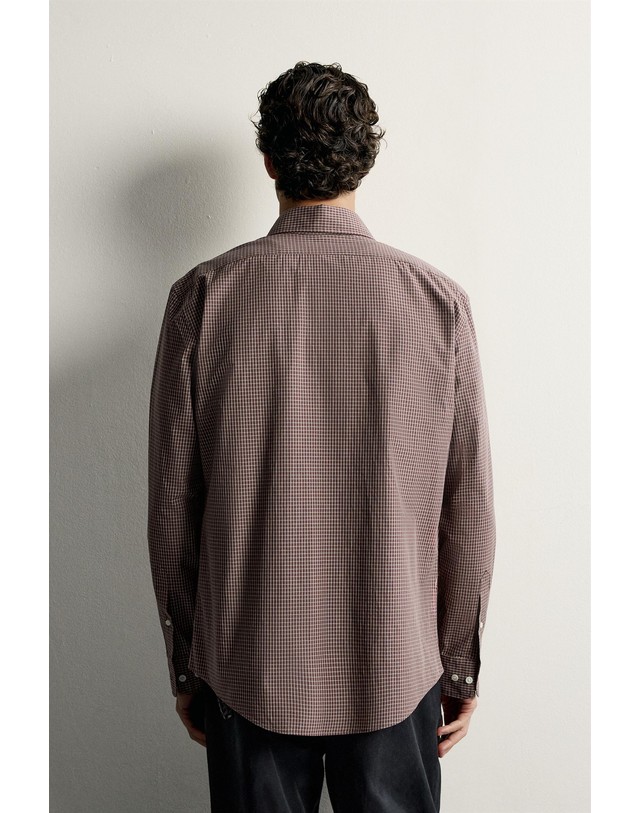 자라 자라 레귤러핏 체크 긴팔 셔츠 7380/738/681 BURGUNDY 레드 착용컷