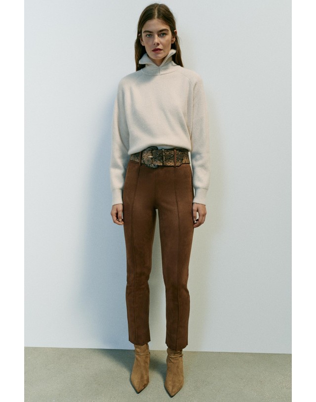 자라 자라 페이크 스웨이드 벨트 레깅스 8372/270/756 MID-CAMEL 카멜 착용컷