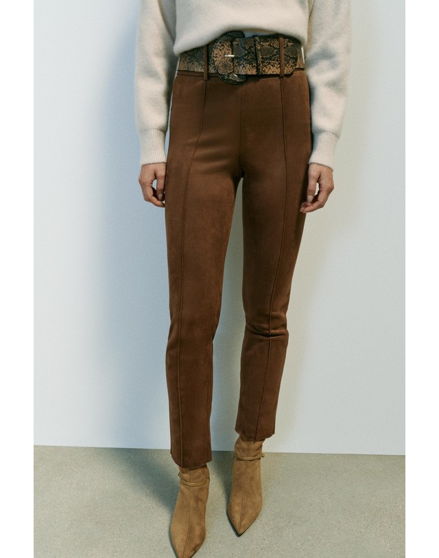 자라 자라 페이크 스웨이드 벨트 레깅스 8372/270/756 MID-CAMEL 카멜 착용컷