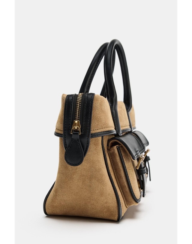 자라 자라 버클 포켓 레더 토트백 6444/810/718 SAND/BROWN 베이지 착용컷