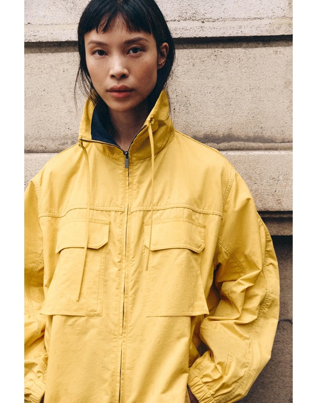 자라 자라 오버사이즈 테크니컬 집업 자켓 3918/244/300 YELLOW 노랑 착용컷