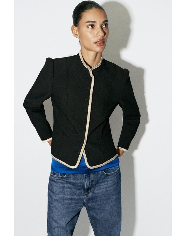 자라 자라 파이핑 하이넥 테일러드 자켓 7995/636/800 BLACK 블랙 착용컷