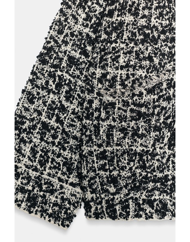 자라 자라 부클 칼라 집업 가디건 자켓 4192/104/070 ECRU / BLACK 멀티컬러 착용컷