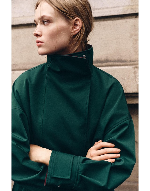 자라 자라 하이넥 오버사이즈 트렌치 코트 0155/254/538 DUCK GREEN 그린 착용컷