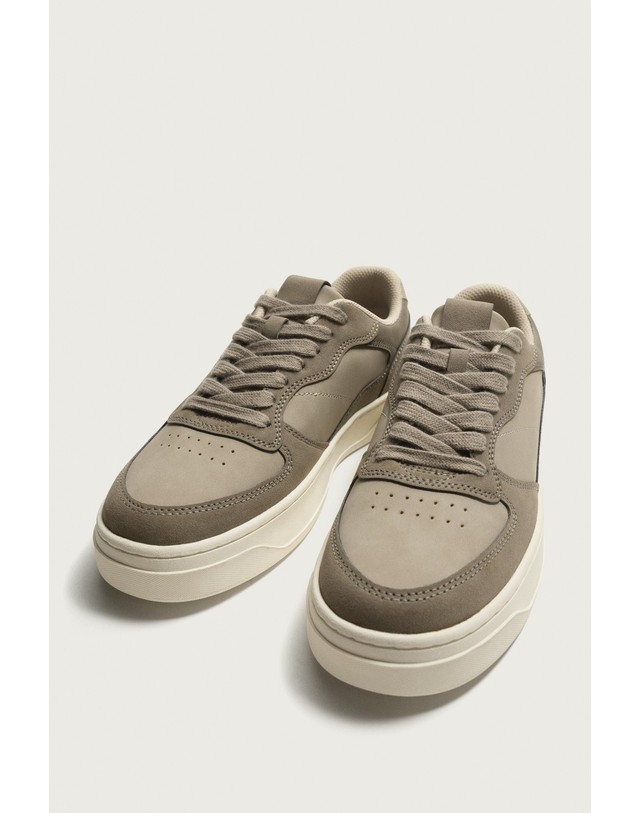 자라 자라 멀티 패널 청키솔 스니커즈 2214/822/131 TAUPE GREY 베이지 착용컷