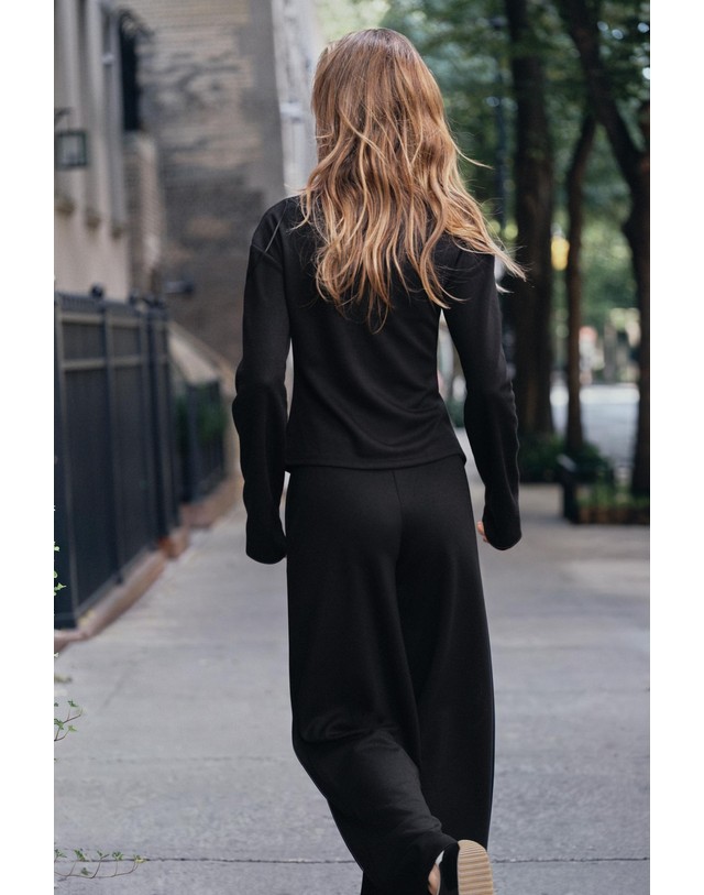 자라 자라 소프트 와이드 밴딩 팬츠 5067/678/800 BLACK 블랙 착용컷