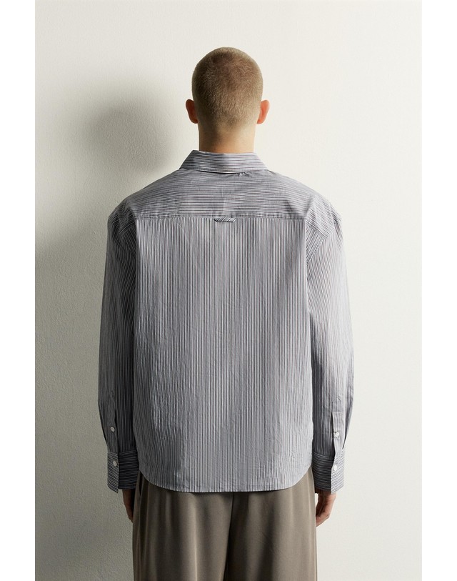 자라 자라 스트라이프 릴렉스핏 긴팔 셔츠 0794/613/485 BLUE / GREY 그레이 착용컷