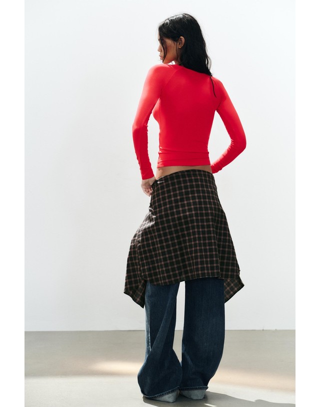 자라 자라 슬림핏 래글런 긴팔 티셔츠 4174/709/675 RED / ORANGE 레드 착용컷