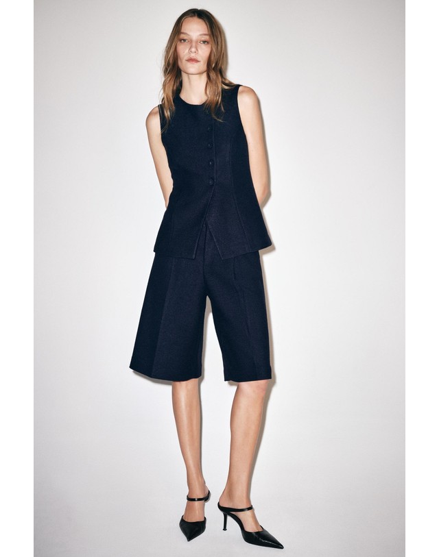 자라 자라 울 이펙트 버뮤다 팬츠 3454/622/401 NAVY BLUE 네이비 착용컷