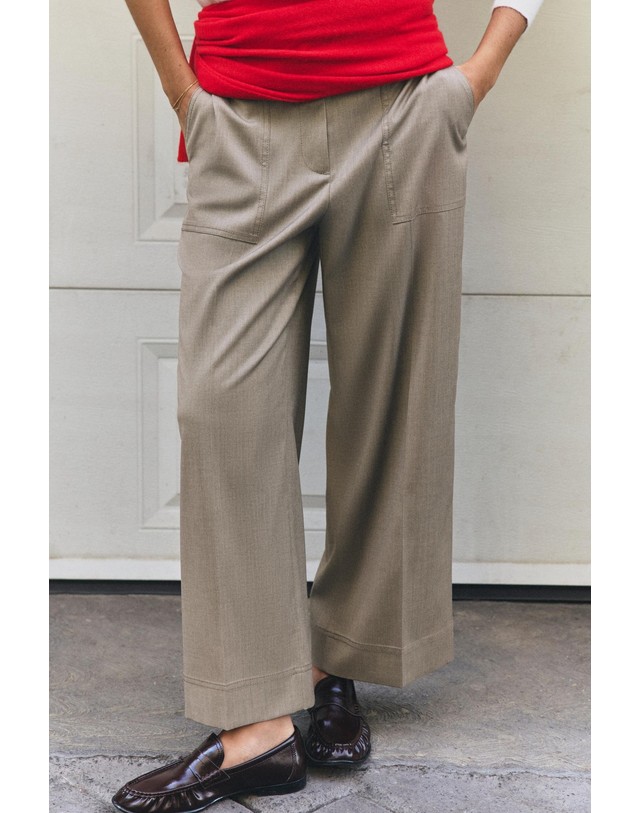 자라 자라 크롭 스트레이트핏 팬츠 8907/649/730 LIGHT BROWN 브라운 착용컷