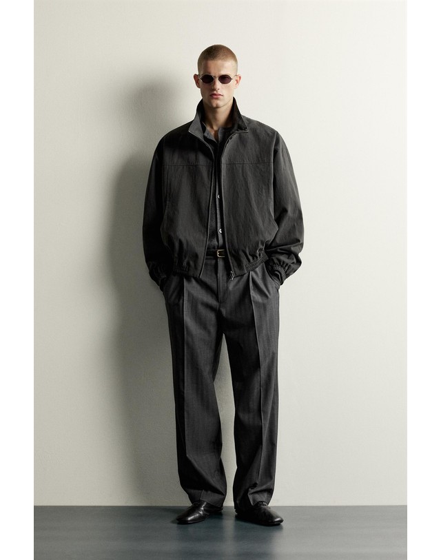 자라 자라 크롭핏 집업 블루종 자켓 1437/372/807 ANTHRACITE GREY 그레이 착용컷
