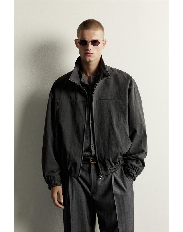 자라 자라 크롭핏 집업 블루종 자켓 1437/372/807 ANTHRACITE GREY 그레이 착용컷
