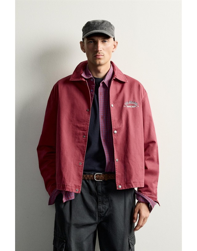 자라 자라 자수 패치 워시드 코튼 자켓 4302/391/600 RED 레드 착용컷