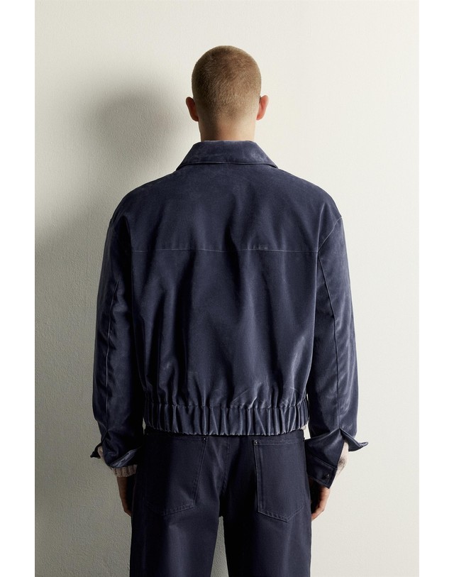 자라 자라 크롭핏 벨루어 블루종 자켓 4391/301/485 BLUE / GREY 네이비 착용컷