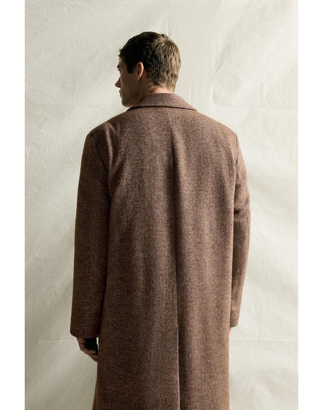 자라 자라 헤링본 울 블렌드 싱글 롱 코트 1520/722/730 LIGHT BROWN 브라운 착용컷
