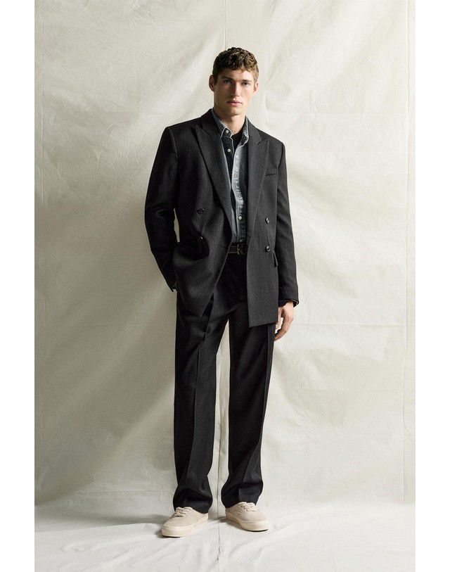 자라 자라 울 100% 레귤러핏 정장 팬츠 1101/638/807 ANTHRACITE GREY 그레이 착용컷