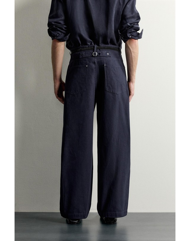 자라 자라 릴렉스핏 와이드 탭 코튼 팬츠 1195/352/401 NAVY BLUE 네이비 착용컷