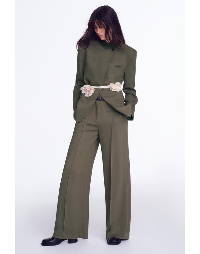 자라 자라 배색 칼라 플랩 포켓 블레이저 5344/047/102 GREY / TAN 카키 착용컷