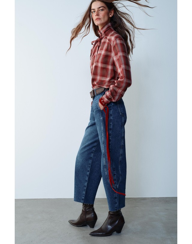 자라 자라 체크 리본 긴팔 셔츠 9670/167/330 MULTICOLOURED 멀티컬러 착용컷