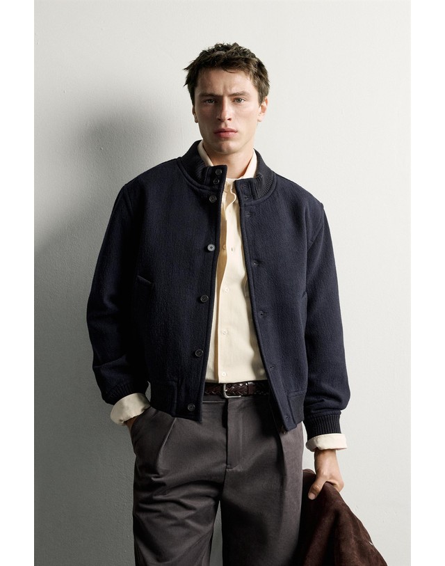 자라 자라 릴렉스핏 울 블렌드 하이넥 자켓 5854/410/401 NAVY BLUE 네이비 착용컷