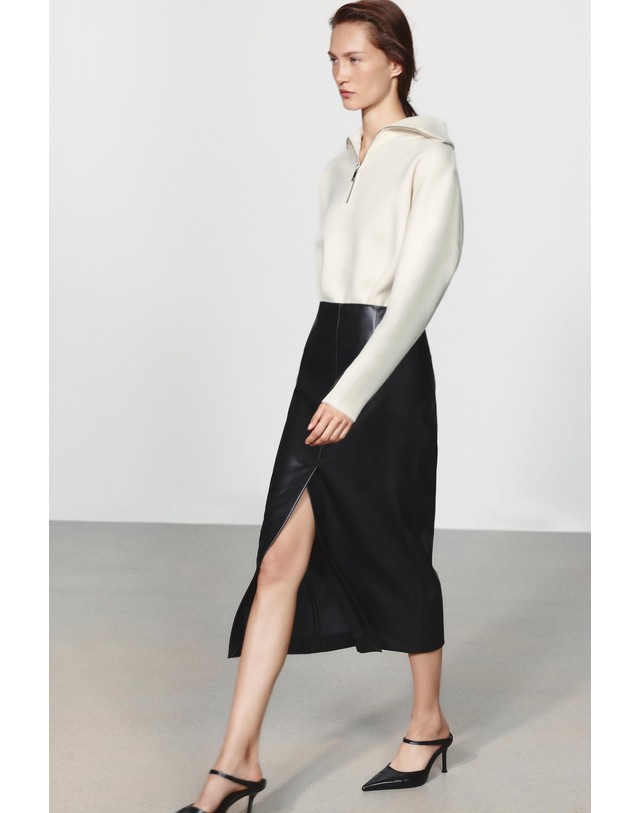 자라 자라 레더 이펙트 미디 스커트 6694/910/800 BLACK 블랙 착용컷