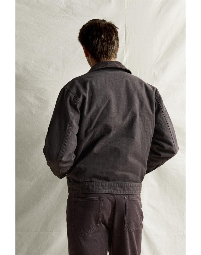자라 자라 콤비 칼라 집업 코튼 자켓 4470/384/700 BROWN 초콜릿 착용컷