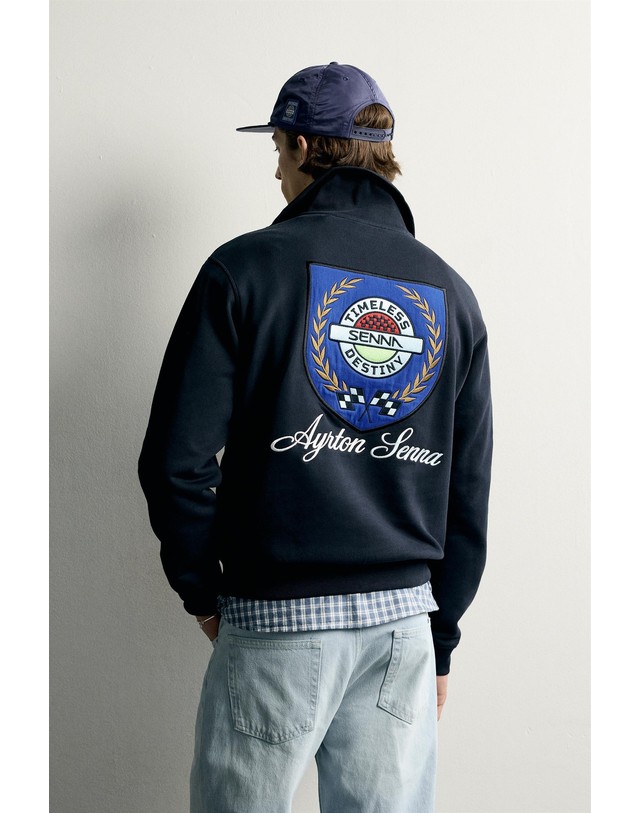 자라 자라 아일톤 세나 쿼터집 맨투맨 3443/356/401 NAVY BLUE 네이비 착용컷