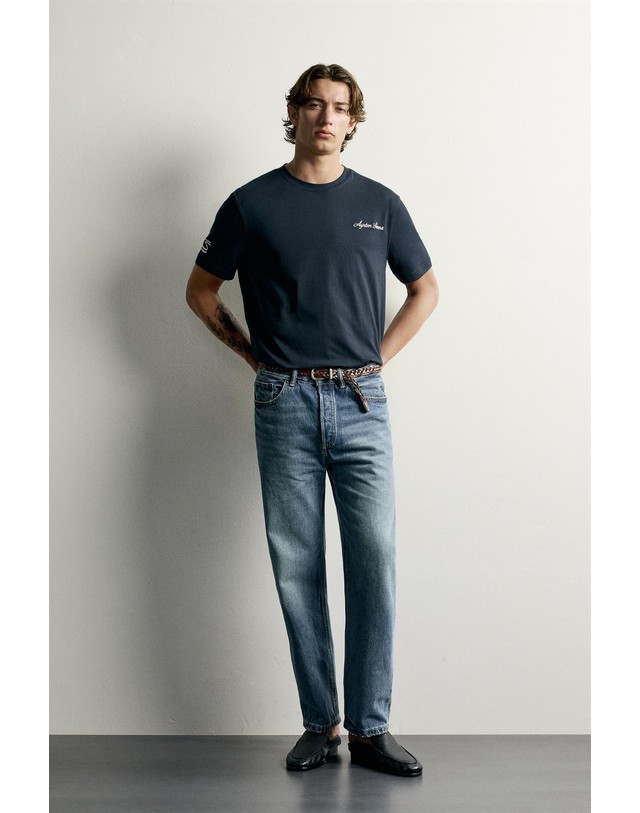 자라 자라 아일톤 세나 포토 프린트 티셔츠 4087/379/401 NAVY BLUE 네이비 착용컷