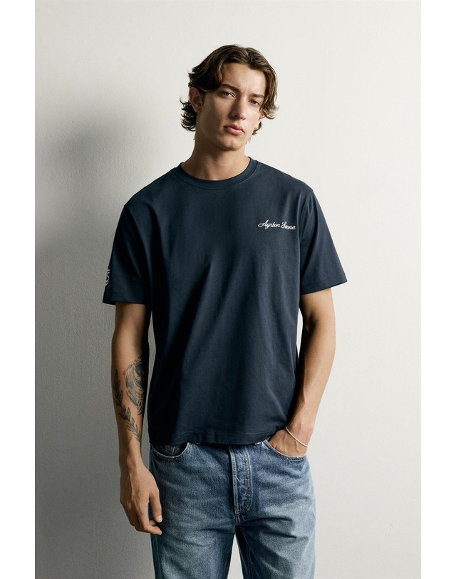 자라 자라 아일톤 세나 포토 프린트 티셔츠 4087/379/401 NAVY BLUE 네이비 착용컷