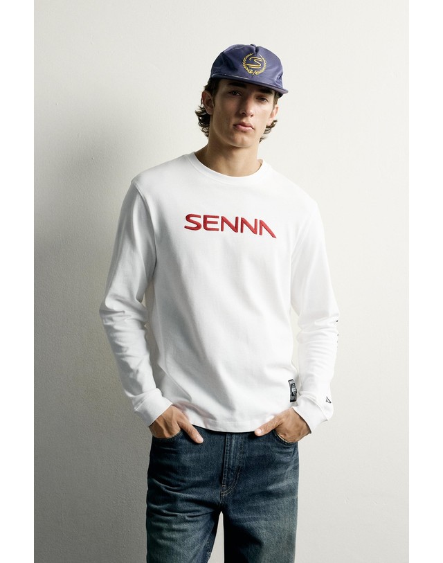 자라 자라 아일톤 세나 프린트 긴팔 티셔츠 0962/365/250 WHITE 화이트 착용컷