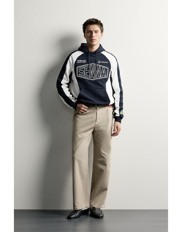 자라 자라 아일톤 세나 후드 스웻셔츠 3443/417/401 NAVY BLUE 멀티컬러 착용컷