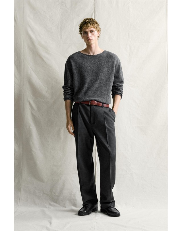 자라 자라 만테코 울 플리츠 슬랙스 팬츠 1102/554/807 ANTHRACITE GREY 그레이 착용컷