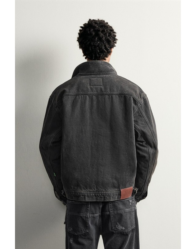 자라 자라 자수 패딩 데님 자켓 6987/344/800 BLACK 블랙 착용컷