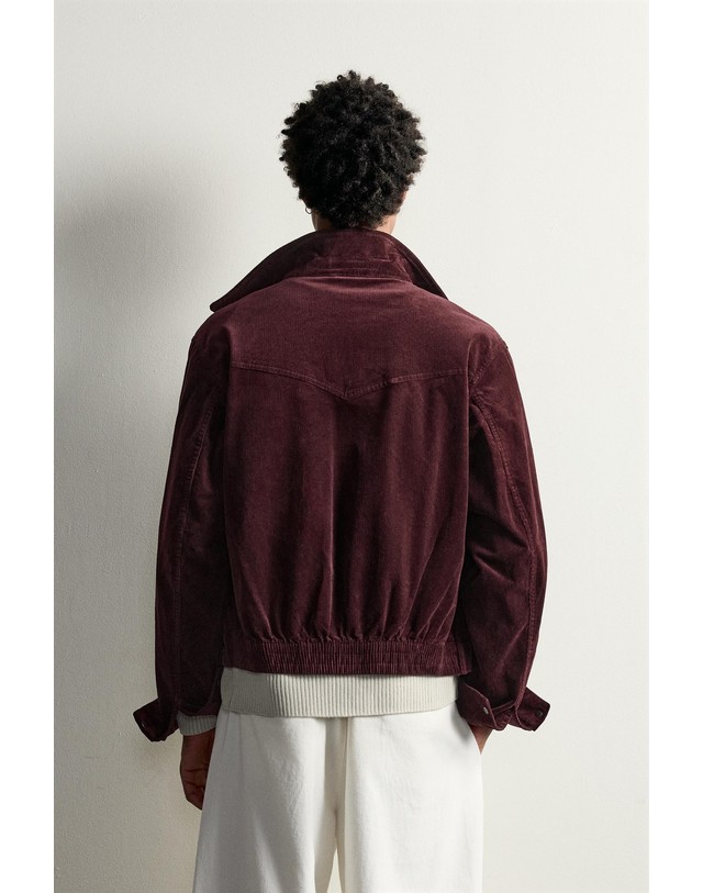 자라 자라 크롭 코듀로이 집업 오버셔츠 5320/808/681 BURGUNDY 레드 착용컷