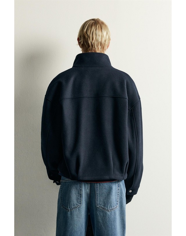 자라 자라 크롭 하이넥 울 블렌드 자켓 1437/362/401 NAVY BLUE 네이비 착용컷