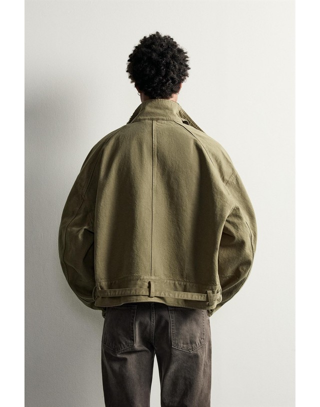 자라 자라 탈착식 퍼 박시 코튼 자켓 8491/366/527 MID-GREEN 카키 착용컷