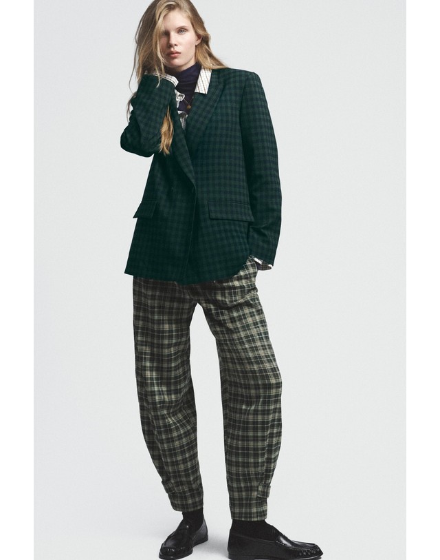 자라 자라 더블브레스트 체크 블레이저 8003/700/518 GREEN / BLUE 그린 착용컷