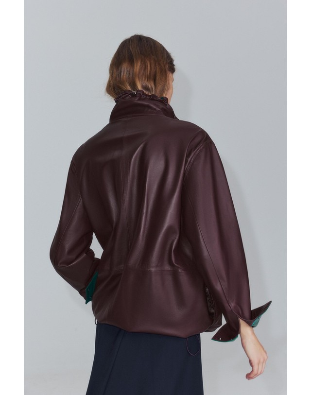 자라 자라 100% 레더 포켓 스웨트셔츠 3322/247/681 BURGUNDY 레드 착용컷