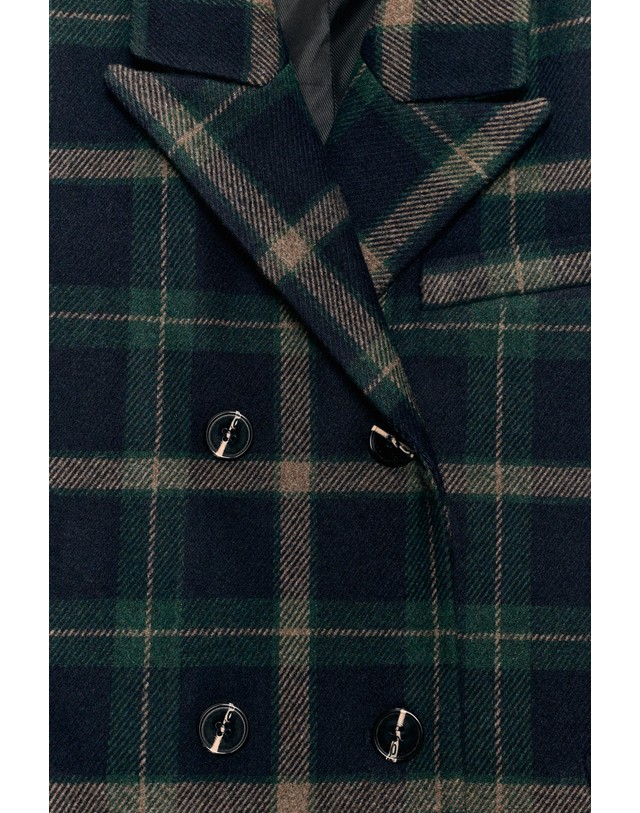 자라 자라 체크 패턴 더블 롱 코트 2760/149/518 GREEN / BLUE 멀티컬러 착용컷