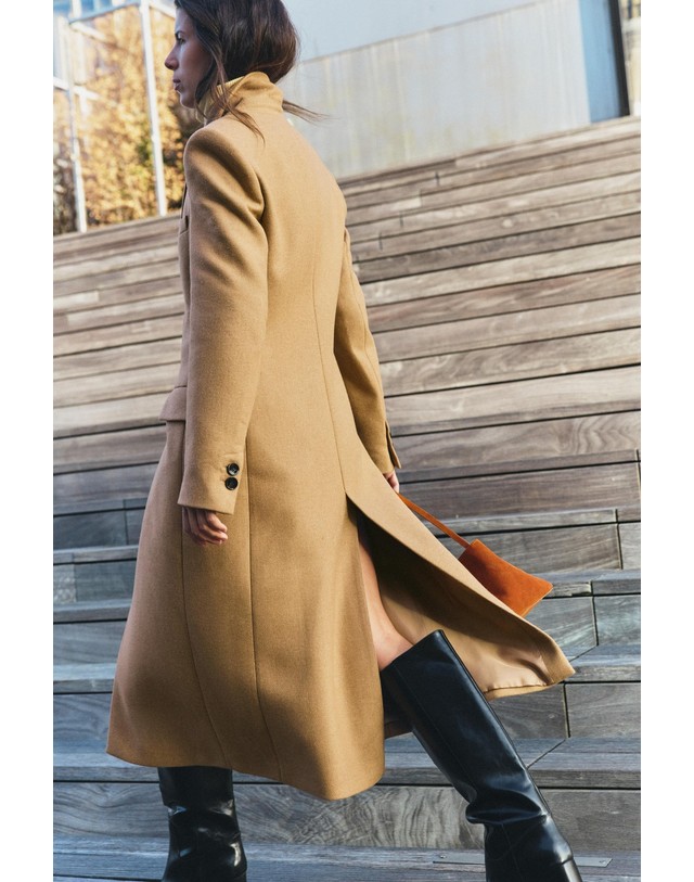 자라 자라 울 블렌드 슬림핏 롱 코트 2361/184/704 CAMEL 카멜 착용컷