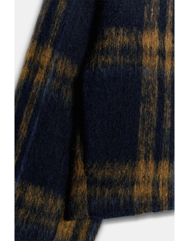 자라 자라 체크 울 혼방 크롭 봄버 자켓 6318/021/401 NAVY BLUE 멀티컬러 착용컷