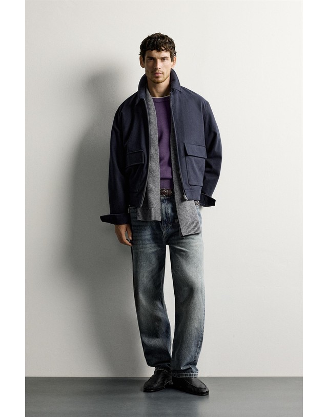 자라 자라 라이오셀 면 패딩 지퍼 자켓 1437/512/401 NAVY BLUE 네이비 착용컷