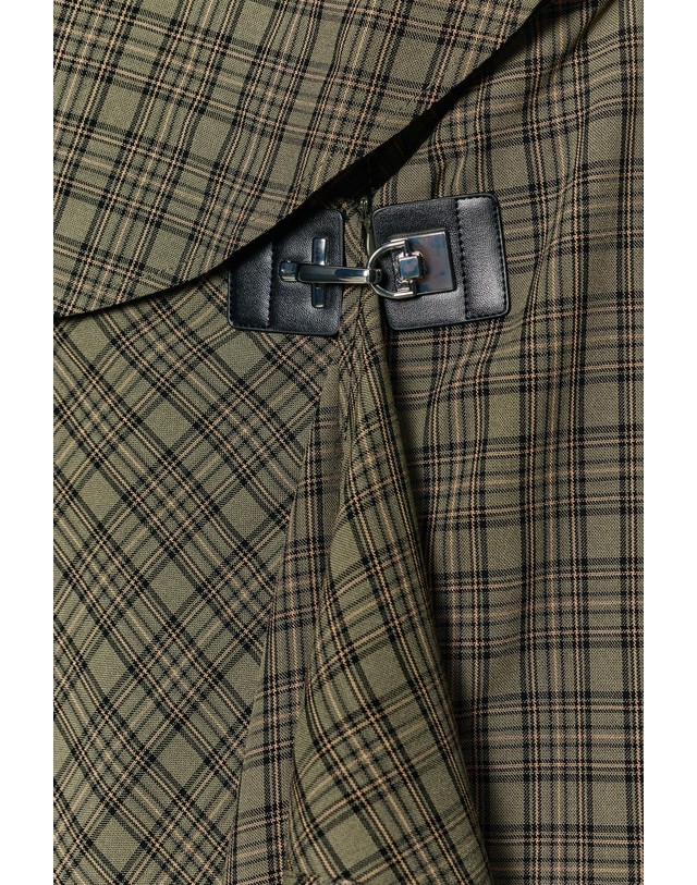 자라 자라 체크 메탈 장식 롱 원피스 8667/691/916 GREY GREEN 카키 착용컷