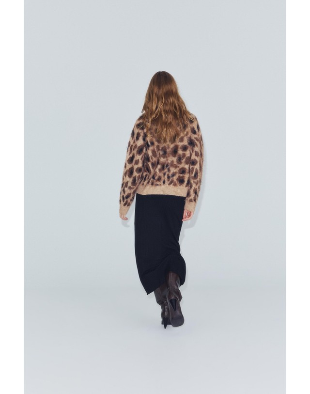 자라 자라 애니멀 자카드 브이넥 가디건 9874/118/051 LEOPARD 멀티컬러 착용컷