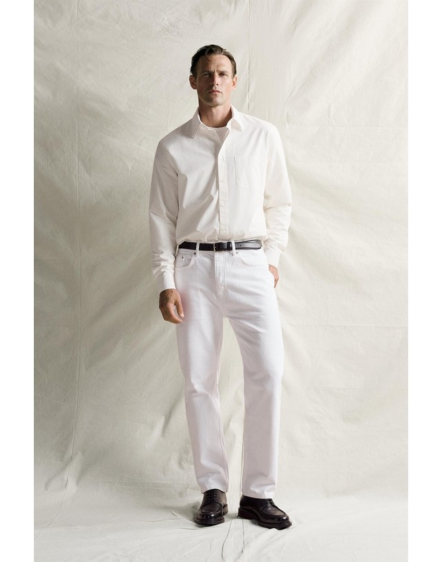 자라 자라 스트레이트 코튼 데님 팬츠 3991/367/250 WHITE 화이트 착용컷