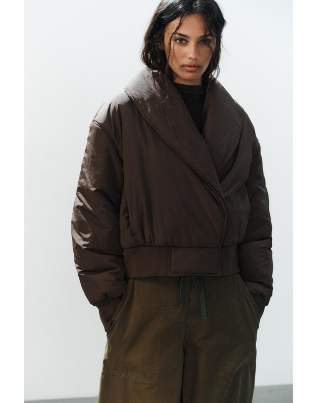 자라 자라 더블브레스트 숏 패딩 자켓 4749/712/700 BROWN 초콜릿 착용컷