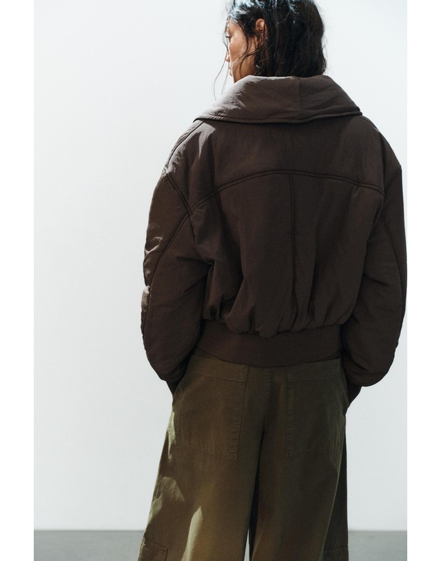 자라 자라 더블브레스트 숏 패딩 자켓 4749/712/700 BROWN 초콜릿 착용컷